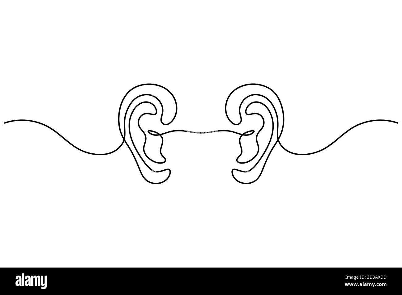 Dessin minimal One Line Ear illustration du concept d'écoute Continuous Line Art Illustration de Vecteur