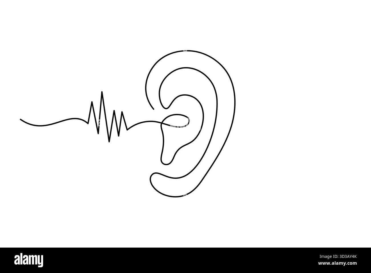 Dessin minimal One Line Ear illustration du concept d'écoute Continuous Line Art Illustration de Vecteur