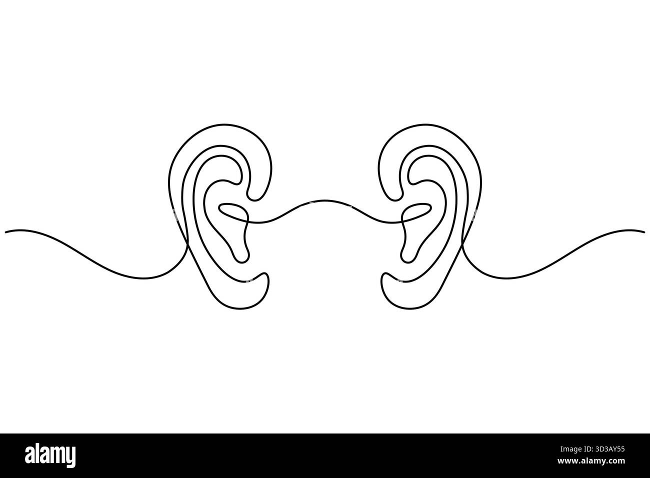 Dessin minimal One Line Ear illustration du concept d'écoute Continuous Line Art Illustration de Vecteur