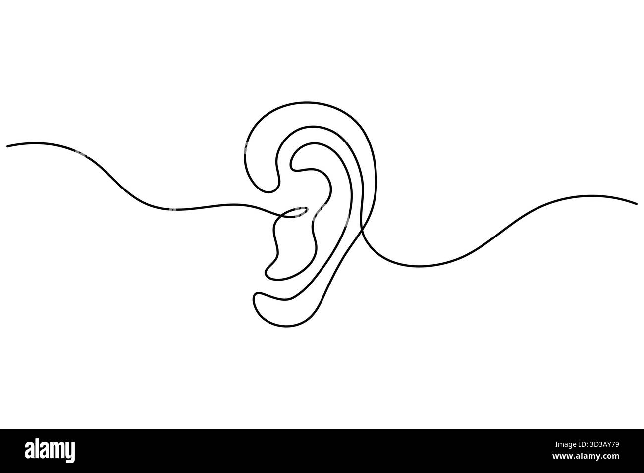 Dessin minimal One Line Ear illustration du concept d'écoute Continuous Line Art Illustration de Vecteur