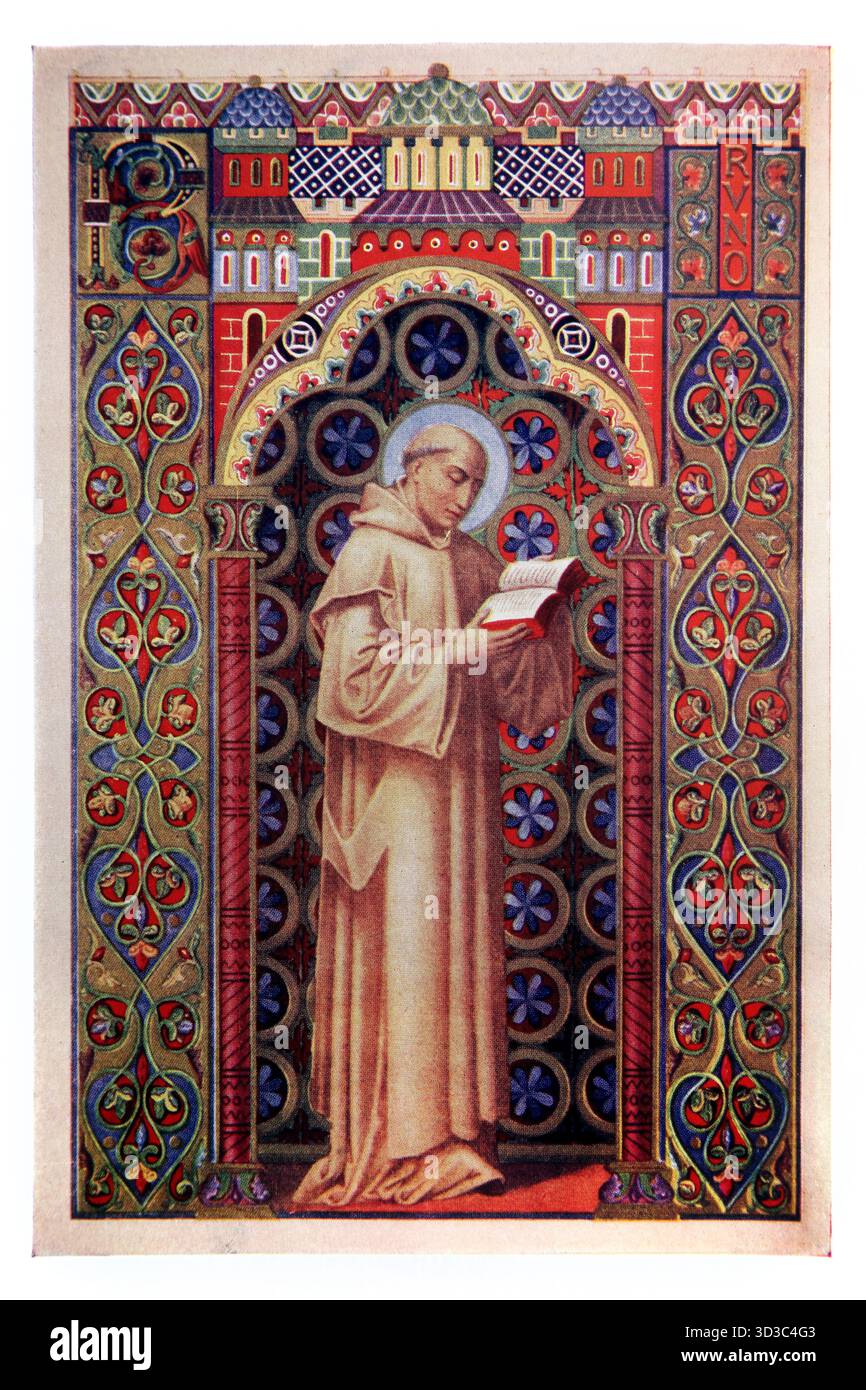 Illustration de Saint Bruno Saint du XIe siècle et fondateur des Chartreux du XIXe siècle la vie des Pères, martyrs et autres Principa Banque D'Images