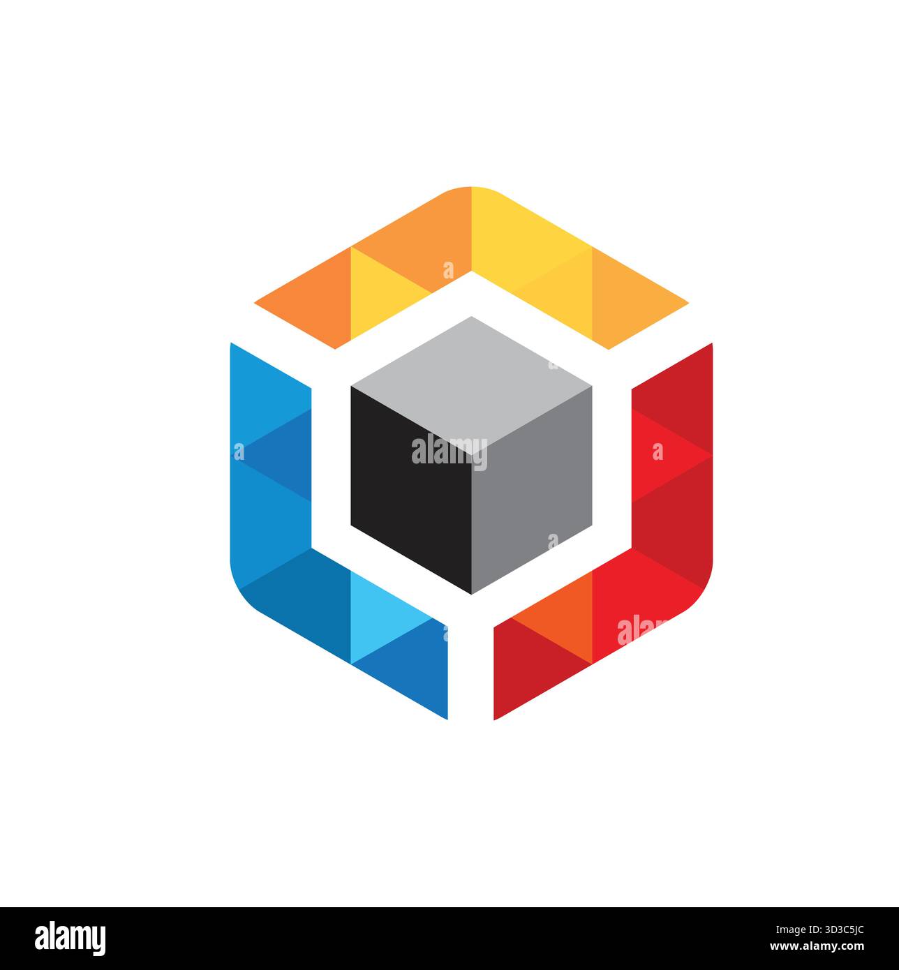 Forme hexagonale colorée, conception d'icône de symbole de vecteur de boîte de noyau de données Illustration de Vecteur