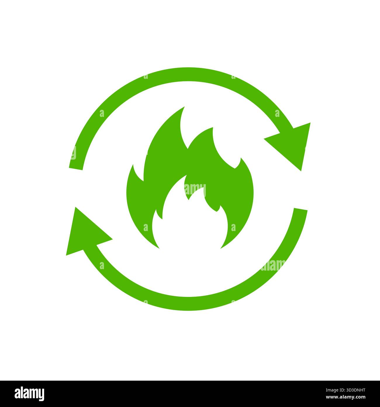 Icône d'énergie métabolique verte flèche symbole de flamme processus de métabolisme, brûlure de calories, cycle d'énergie du corps Illustration de Vecteur
