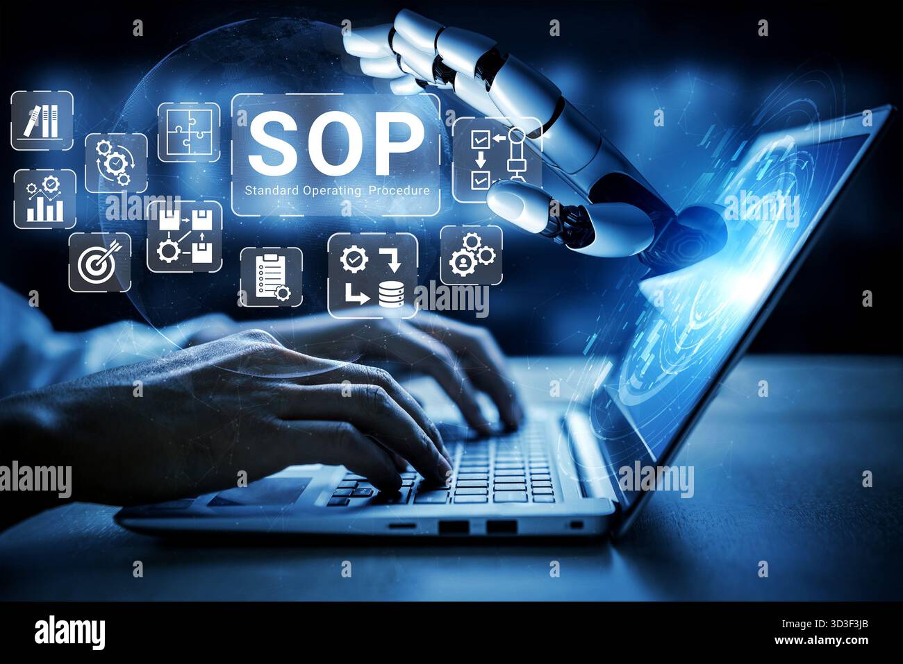 L'intelligence artificielle améliore la SOP et l'automatisation des processus pour une structure opérationnelle et une analyse de l'efficacité améliorées Banque D'Images