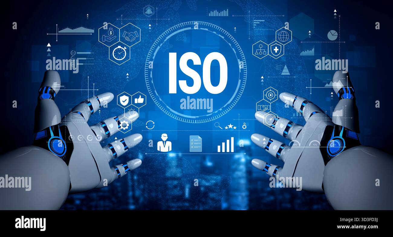 Utilisation de systèmes d'IA pour la certification ISO et la gestion de la qualité internationale. L'invention concerne un système d'IA permettant d'assurer la qualité et la conformité des processus commerciaux. Motif Banque D'Images