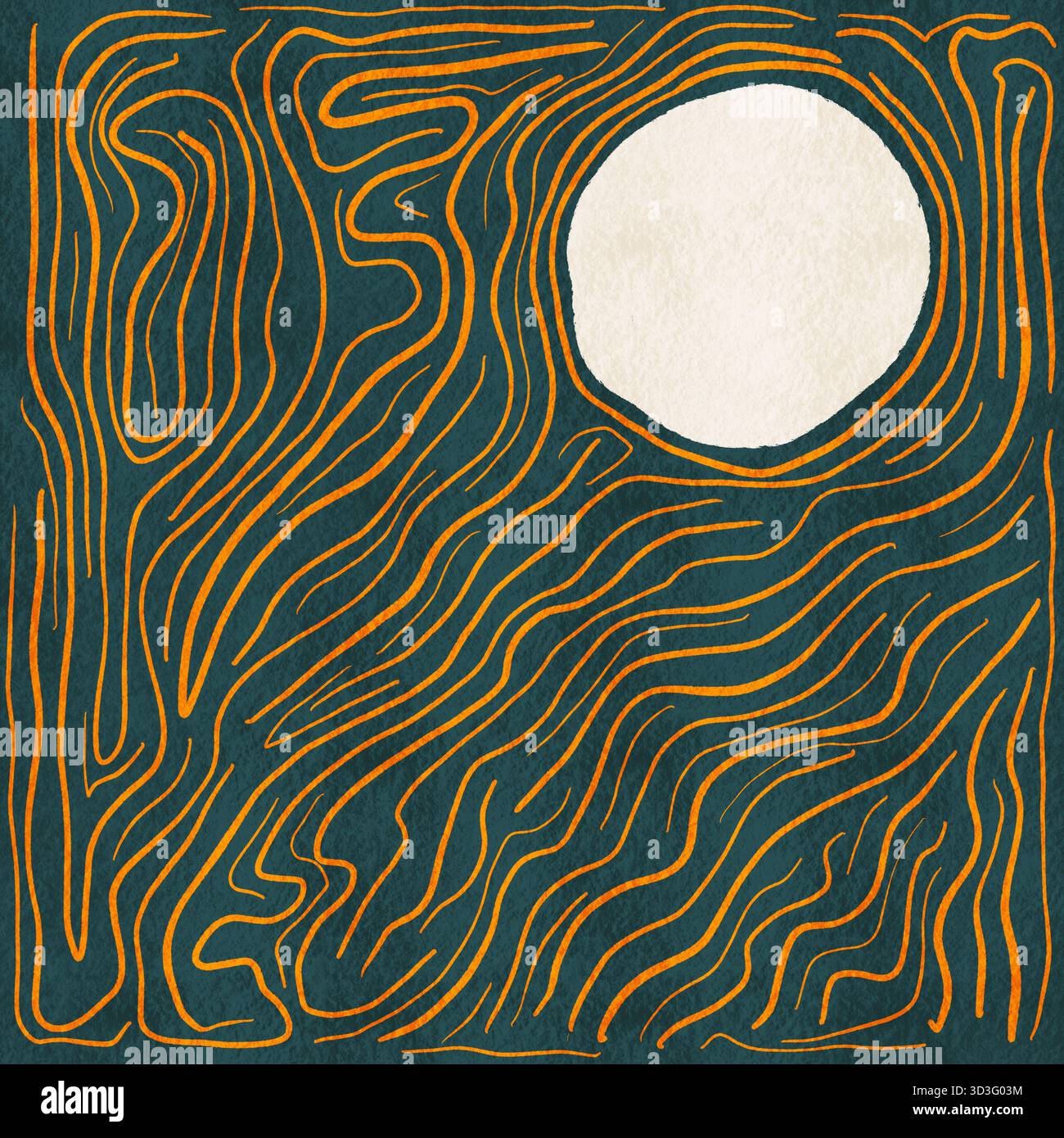 Illustration complexe de motifs géométriques abstraits avec des lignes organiques tourbillonnant autour d'un design circulaire central. Cette composition harmonieuse évoque Banque D'Images