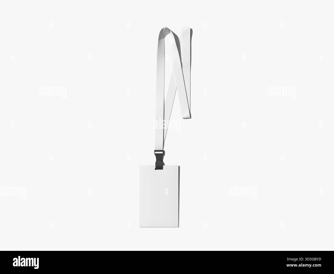 Badge de carte d'identité verticale avec maquette de lanière sur fond gris Uni Banque D'Images