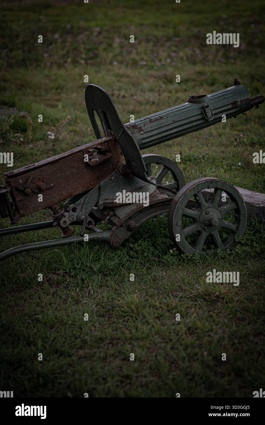 Mitrailleuse lourde Maxim antique Banque D'Images