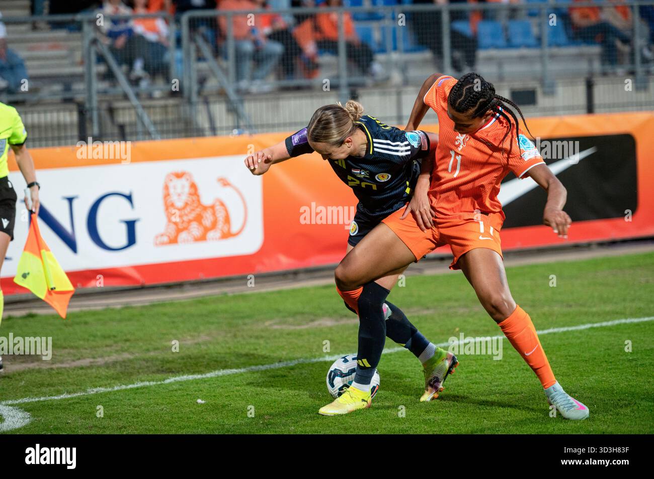 Tilburg pays-Bas 3 juin 2025 UEFA Nations League 2025 pays-Bas vs Ecosse au Willem II Stadion. Martha Thomas attaque pour le Banque D'Images