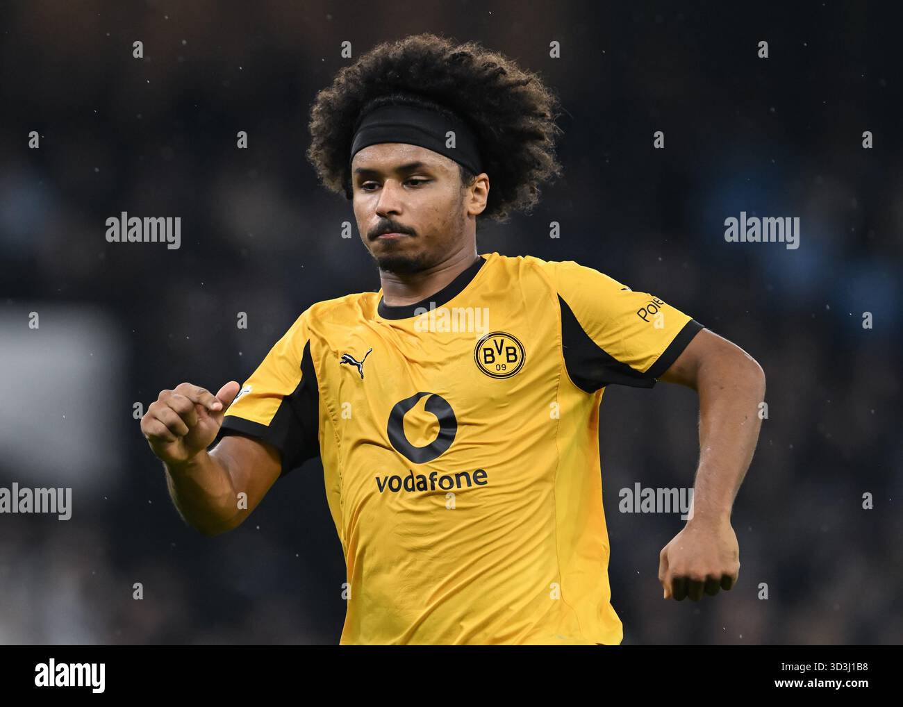 Manchester, Royaume-Uni. 5 novembre 2025. Karim Adeyemi du Borussia Dortmund lors du match Manchester City vs Borussia Dortmund UEFA Champions League à l'Etihad Stadium, Manchester. Le crédit photo devrait se lire : Cody Froggatt/Sportimage crédit : Sportimage Ltd/Alamy Live News Banque D'Images
