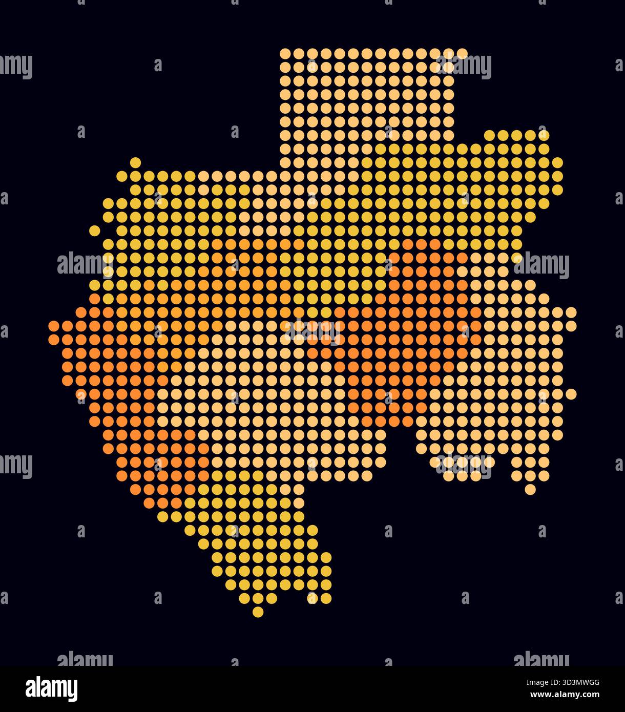Gabon carte en pointillés. Carte de style numérique du pays sur fond sombre. Gabon forme avec des points circulaires. Style de points colorés. Cercles de grande taille. Illustration de Vecteur