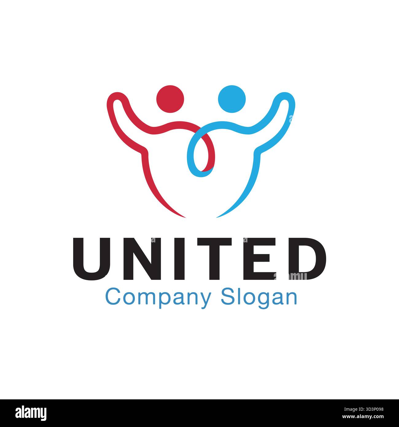 logo de l'équipe de deux personnes symbole de conception vectorielle colorée de personnages de silhouette humaine Illustration de Vecteur