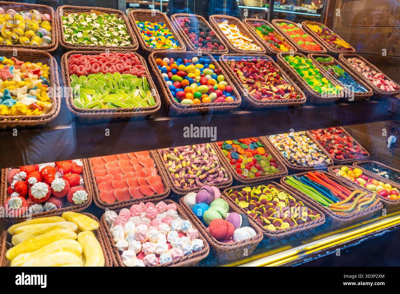 Bonbons gélifiés Marshmallow Sweet Multicolore Food. Définir un fond de bonbons différent Banque D'Images