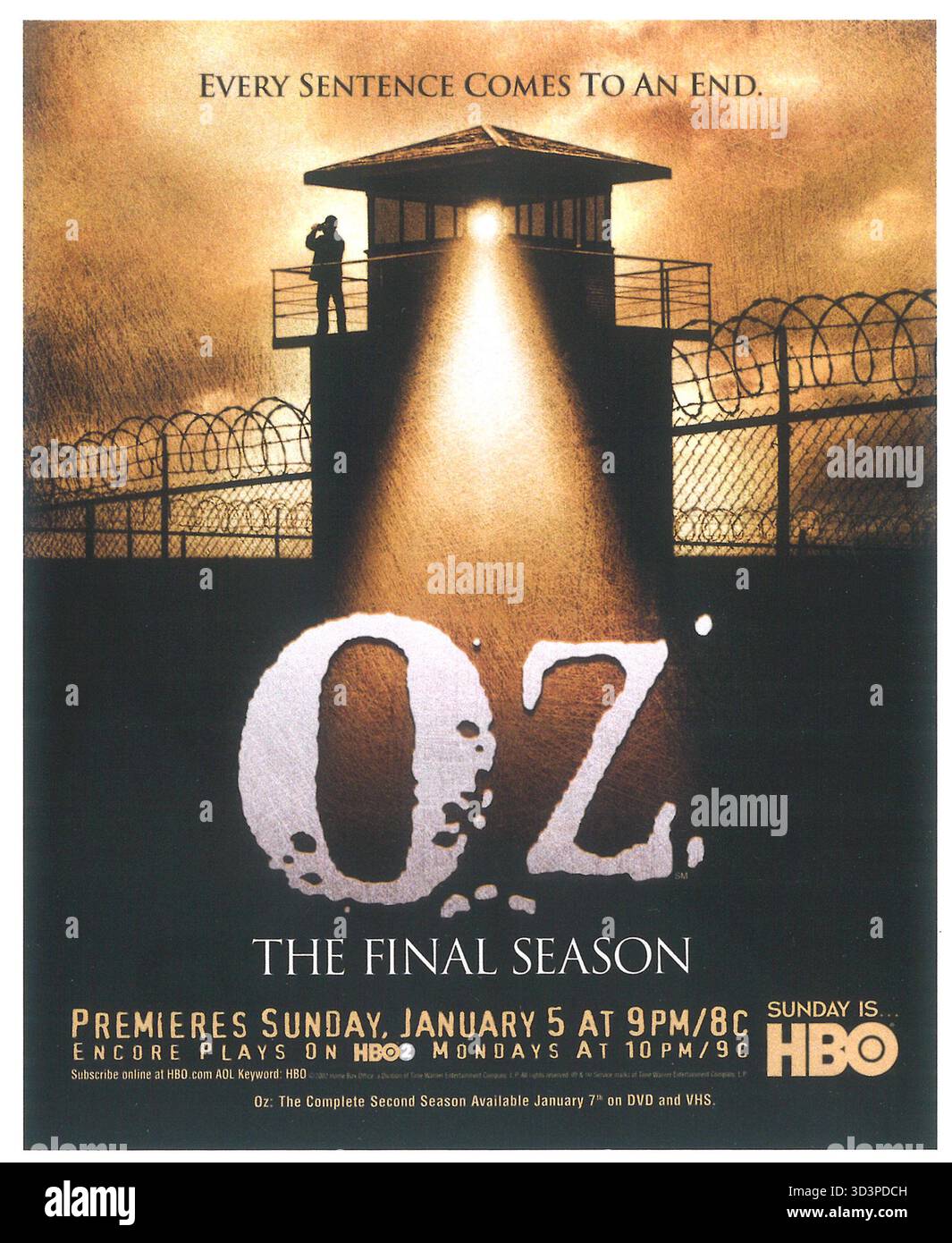 2003 HBO TV série Oz promo de sa dernière saison et la sortie DVD de la deuxième saison. Banque D'Images