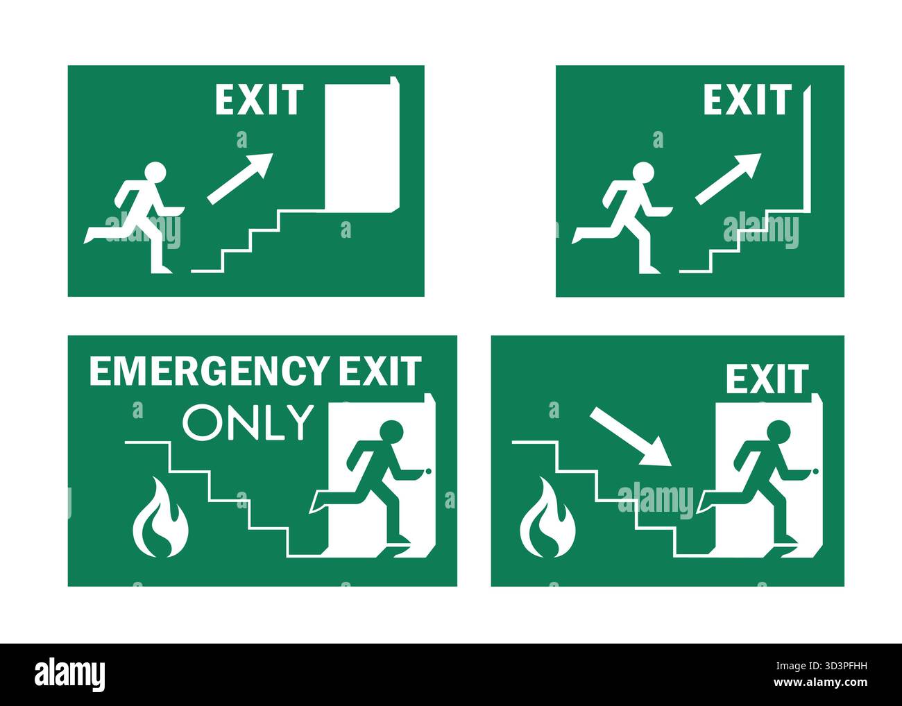 Signes de sortie de secours logo vecteur illustration set homme courant. Illustration de Vecteur