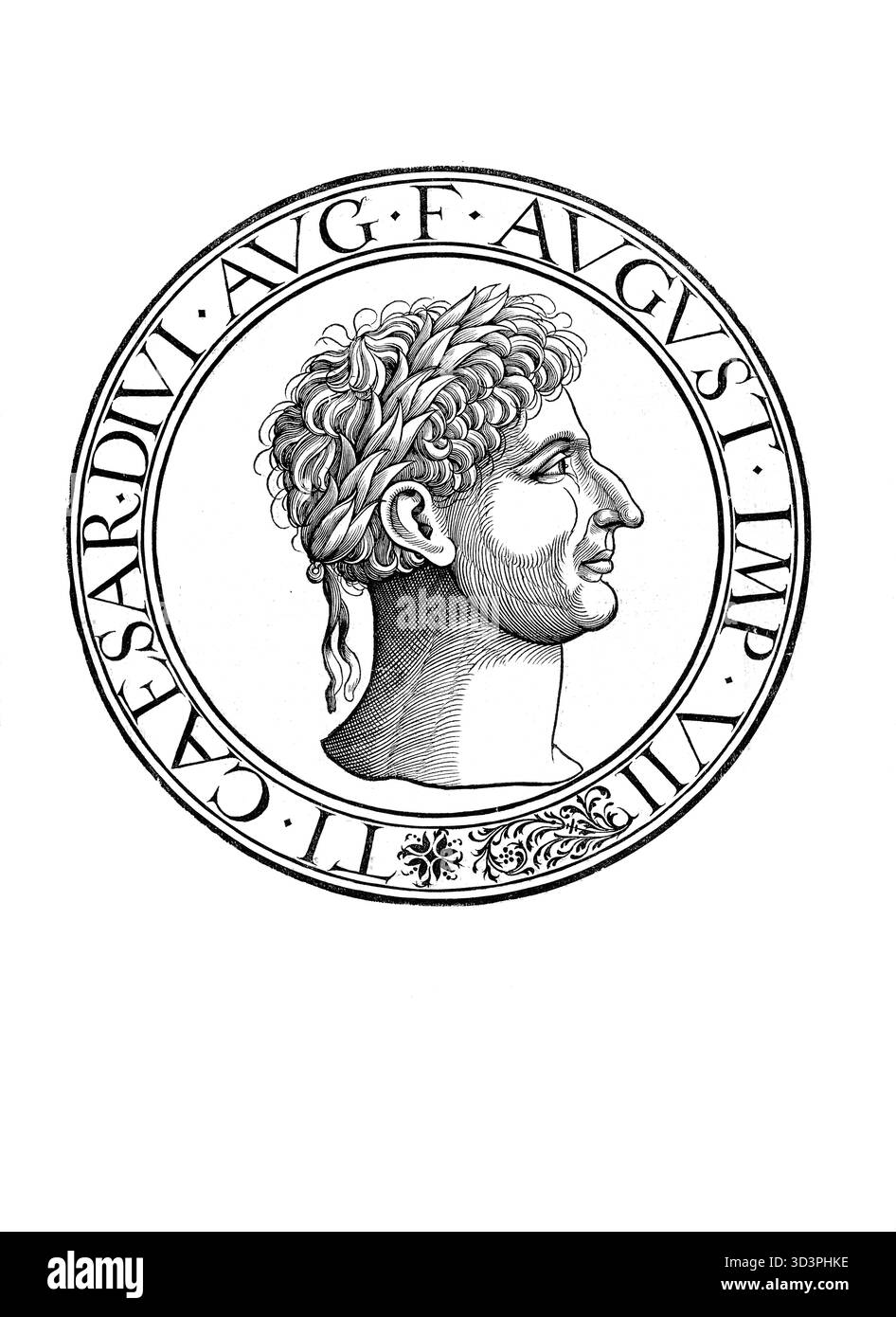 Tibère Jules César Auguste, avant son adoption par Auguste Tibère Claudius Néron, (né le 16 novembre 42 av. J.-C. à Rome, mort le 16 mars 37 au cap Misenum) était empereur romain de 14 à 37 av. J.-C.. Après son beau-père Auguste, Tibère était le deuxième empereur de l'Empire romain, reproduction authentique, restaurée numériquement à partir d'un original du XIXe siècle, date d'enregistrement non indiquée Banque D'Images