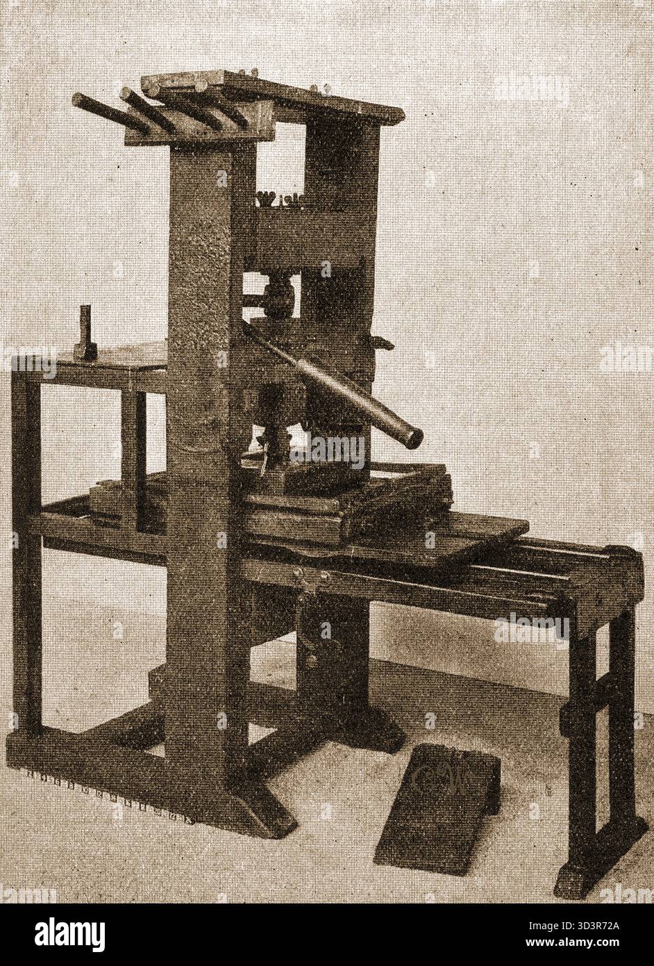 Un bel exemple d'une vieille imprimerie en bois Banque D'Images