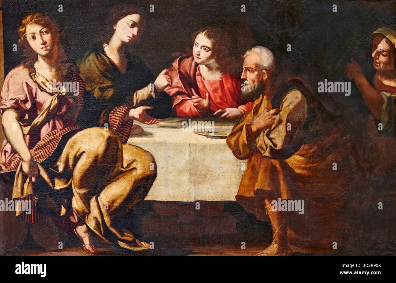 Cena in Emmaus - olio su tela - pittore bitpugliese - XVII Isecolo - Gravina in Puglie (Ba), Pinacoteca della Fondazione Pomarici Santomasi Banque D'Images