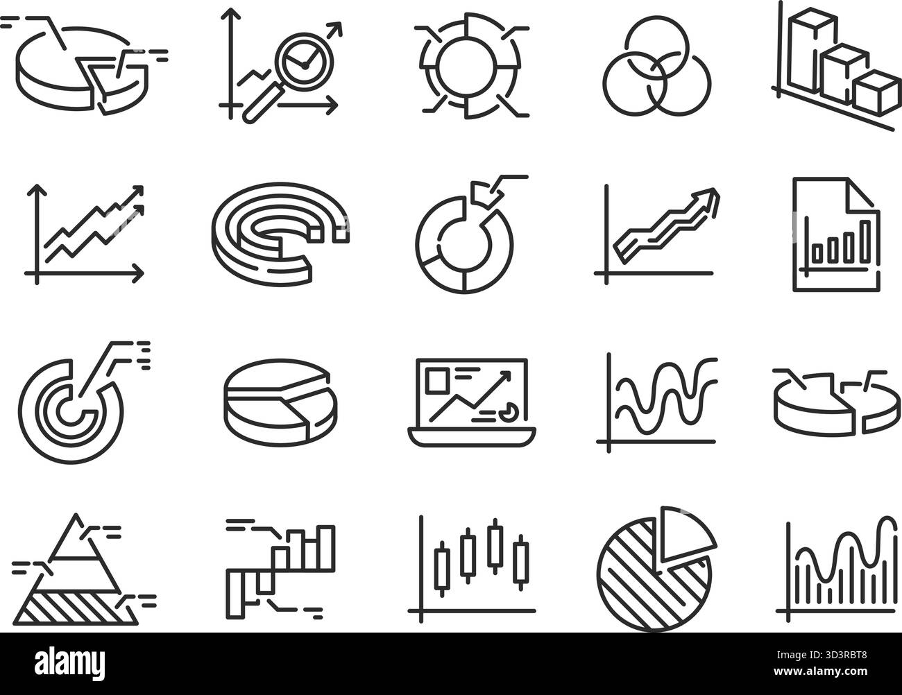 Jeu d'icônes de graphique analytique Illustration de Vecteur