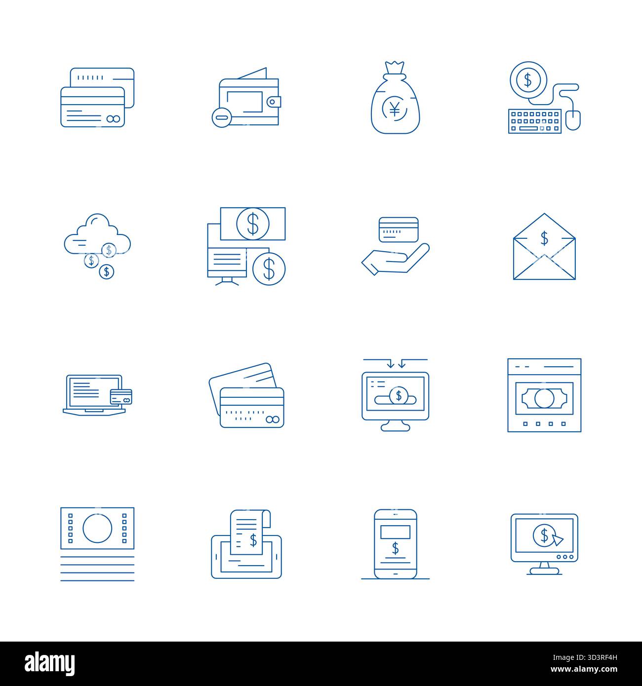 Judicieusement conçu 16 icônes vectorielles sur le thème de la transaction financière, fabriqué en ligne mince avec 256x256 affichage précision parfaite pour contemporain Illustration de Vecteur