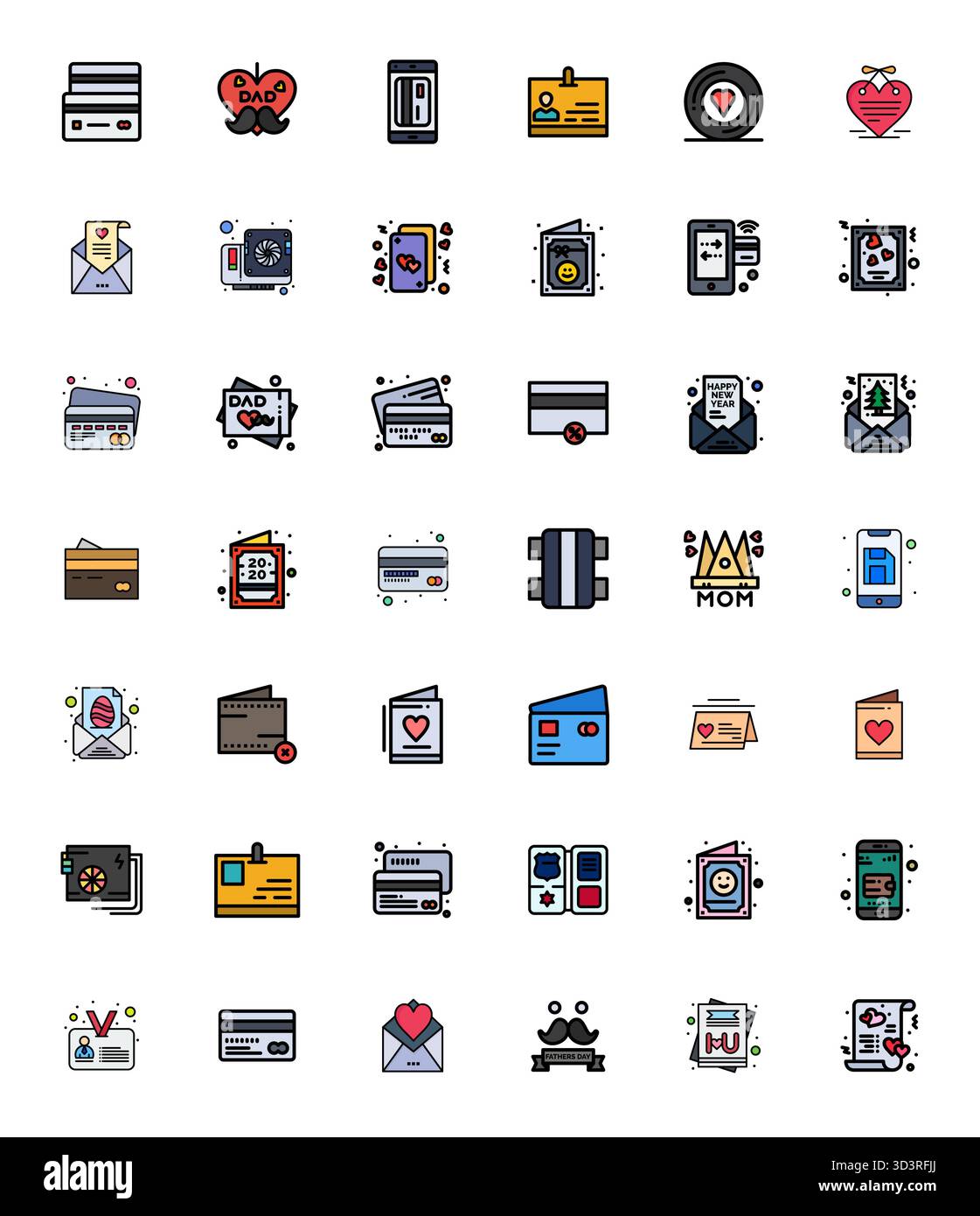 Bundle stratégique avec 42 icônes vectorielles représentant Card in Line Filled format, optimisé avec la haute résolution Pixel qualité optimisée pour profess Illustration de Vecteur