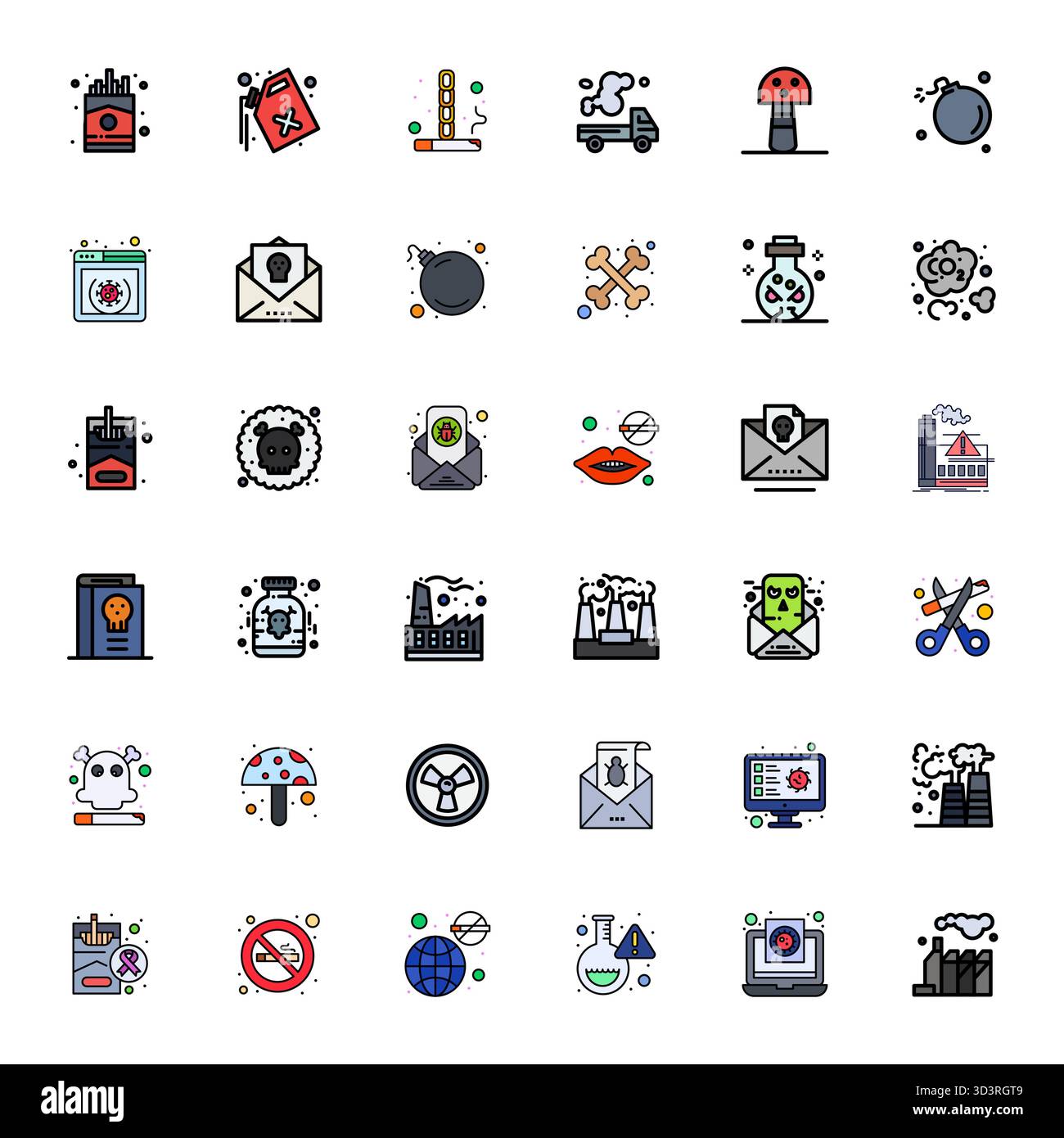 Découvrez un ensemble de 36 icônes vectorielles remplies de Flat Line conçues pour le thème nuisible, avec 128x128 Detail Enhanced Designs idéales pour les pro UI / UX modernes Illustration de Vecteur