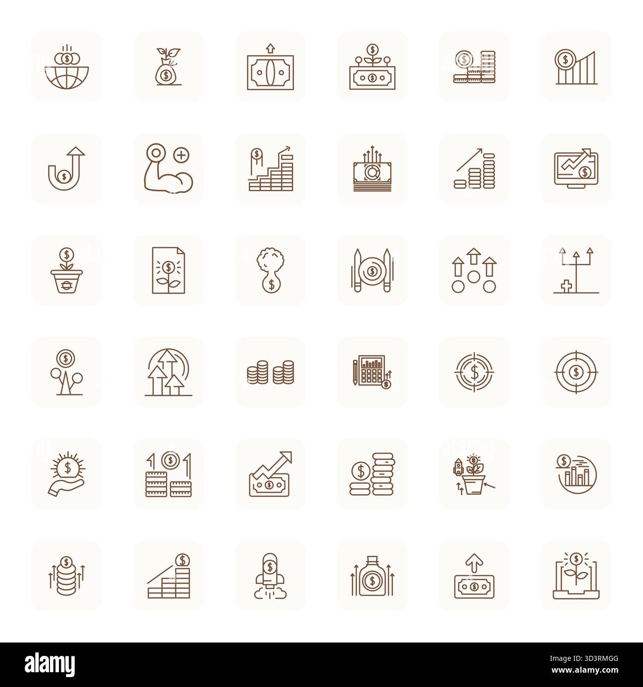 Professionnellement conçu 36 icônes vectorielles en Bold Outline régulier, capturant l'essence des gains avec une précision éditable haute résolution pour la conception d'interface utilisateur. Illustration de Vecteur
