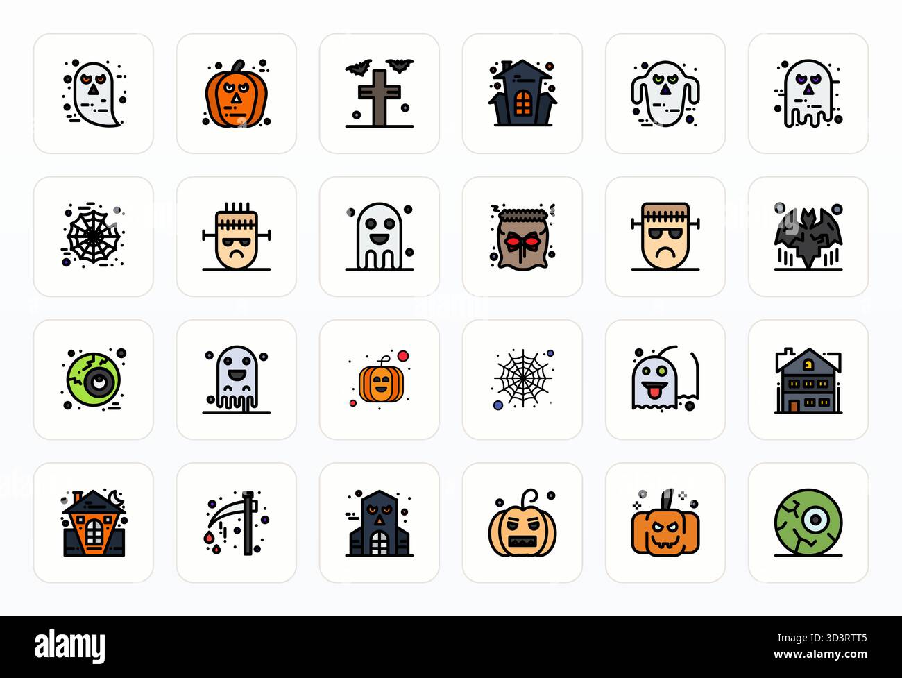 Pack prêt pour l'avenir de 24 icônes vectorielles sur le thème de Creepy, présentant la conception Filled Line avec la clarté parfaite DE PIXEL haute résolution pour une utilisation innovante Illustration de Vecteur