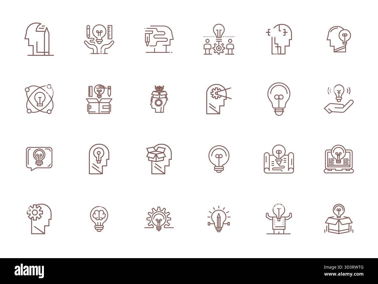 Boîte à outils complète de 24 icônes vectorielles sur le thème de la conceptualisation, développée en Bold Line avec Retina Ready Pixel précision optimisée pour versa Illustration de Vecteur