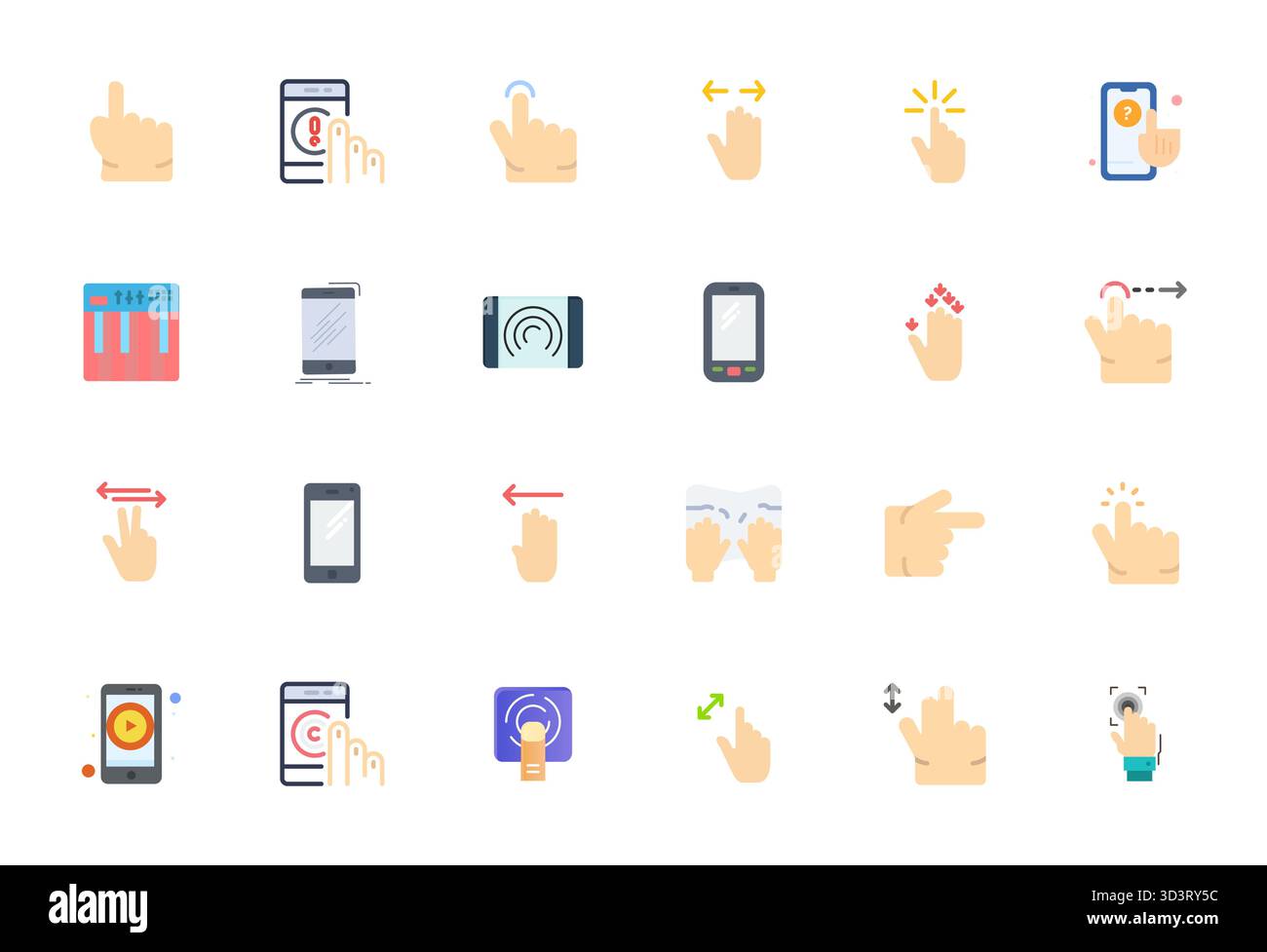Pack essentiel de 24 icônes vectorielles modifiables pour Touch en format plat, dimensionné chez Retina prêt pour des performances et une évolutivité optimales. Illustration de Vecteur