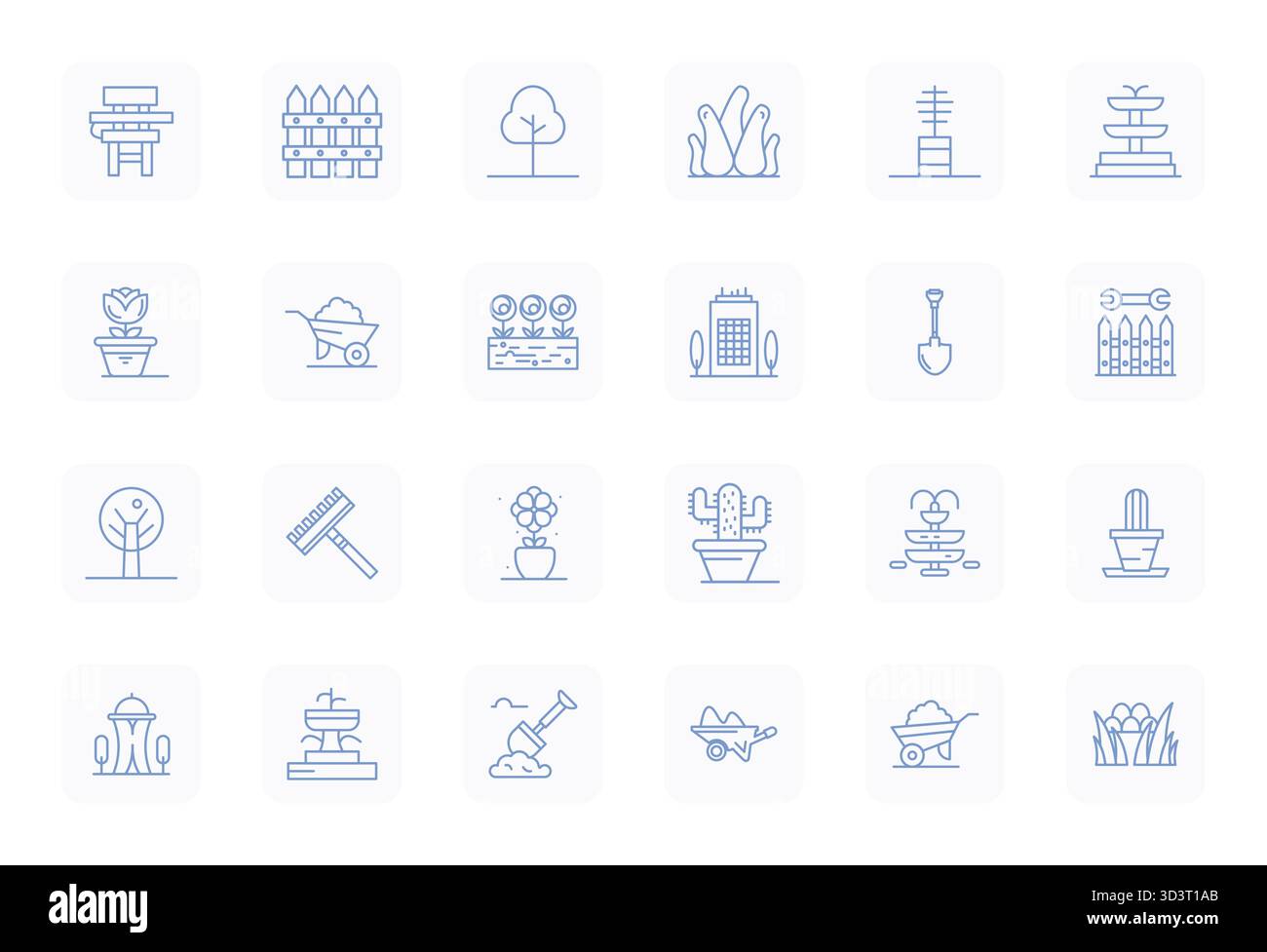 Ultime collection de 24 icônes vectorielles représentant l'aménagement paysager dans l'esthétique Bold Outline régulière, optimisée avec 256x256 Detail Enhanced Resolution f Illustration de Vecteur