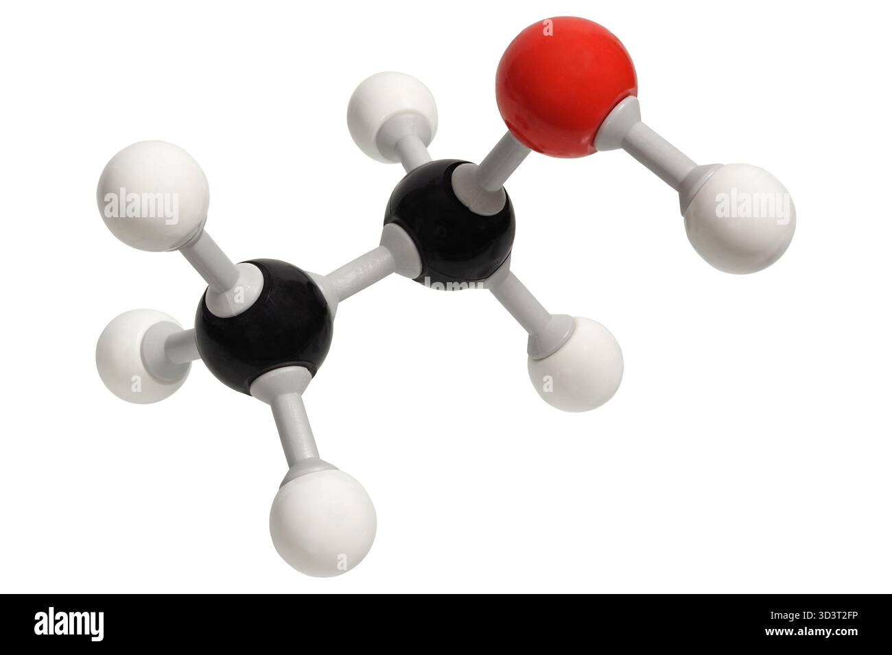 Modèle de molécule d'éthanol isolé sur fond blanc Banque D'Images