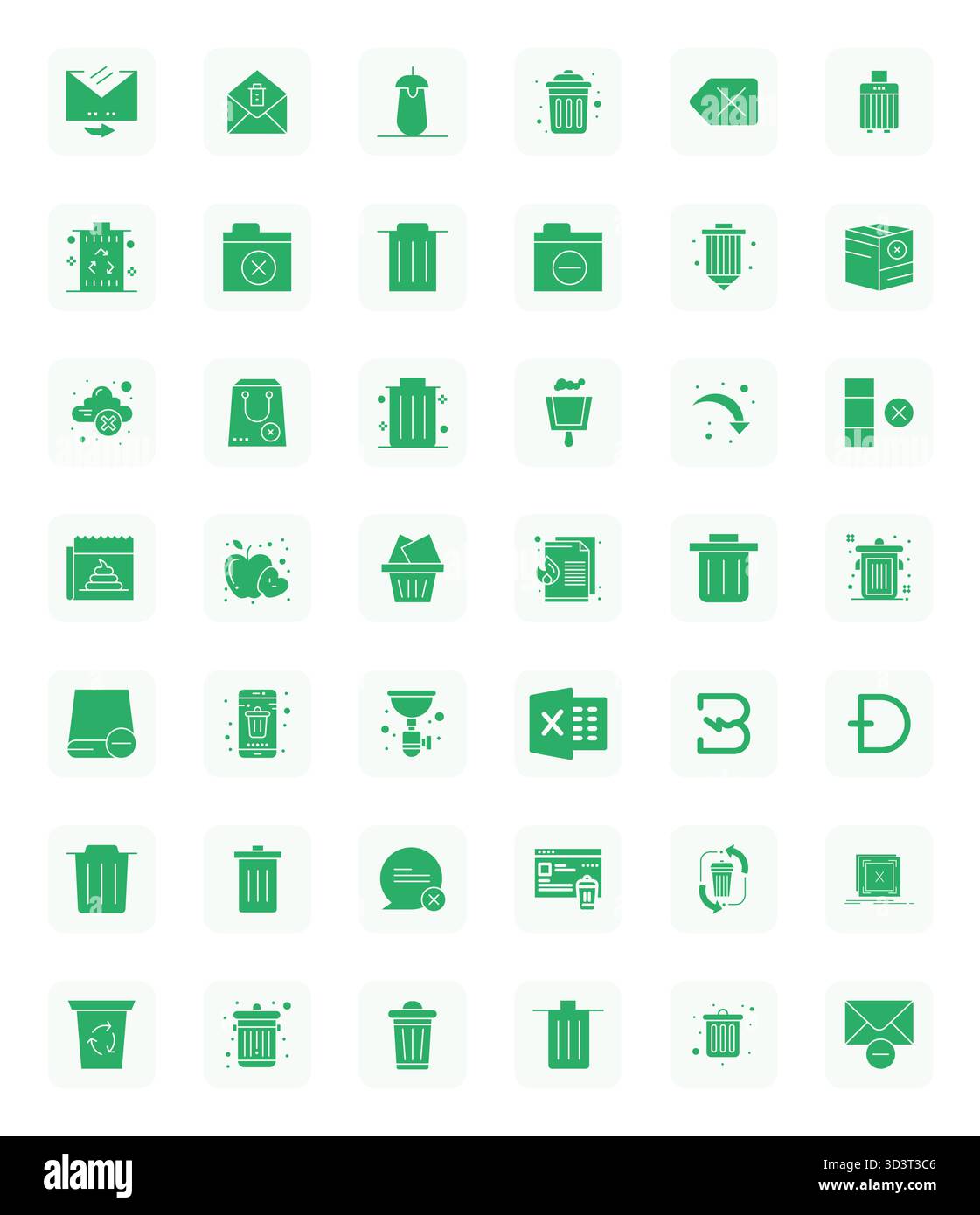 Ensemble sophistiqué de 42 icônes vectorielles remplies pour la corbeille, conçu avec une clarté alignée en pixels haute résolution pour les applications professionnelles. Illustration de Vecteur