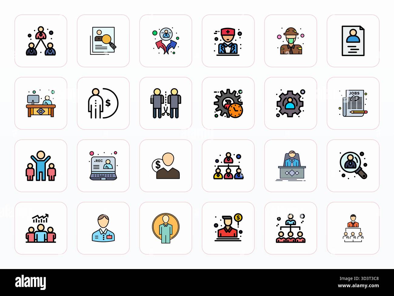 Découvrez un ensemble de 24 icônes vectorielles Filled Line conçues pour le thème personnel, avec des conceptions alignées pixels haute résolution idéales pour l'interface utilisateur / UX moderne Illustration de Vecteur