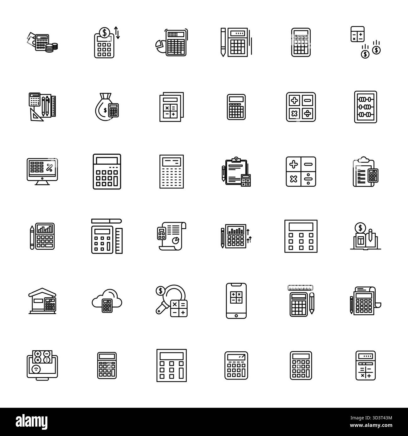 Améliorez vos projets avec 36 icônes vectorielles Bold Line sur le thème de Calculatrice, avec une résolution éditable 64x64 idéale pour un de propre et professionnel Illustration de Vecteur