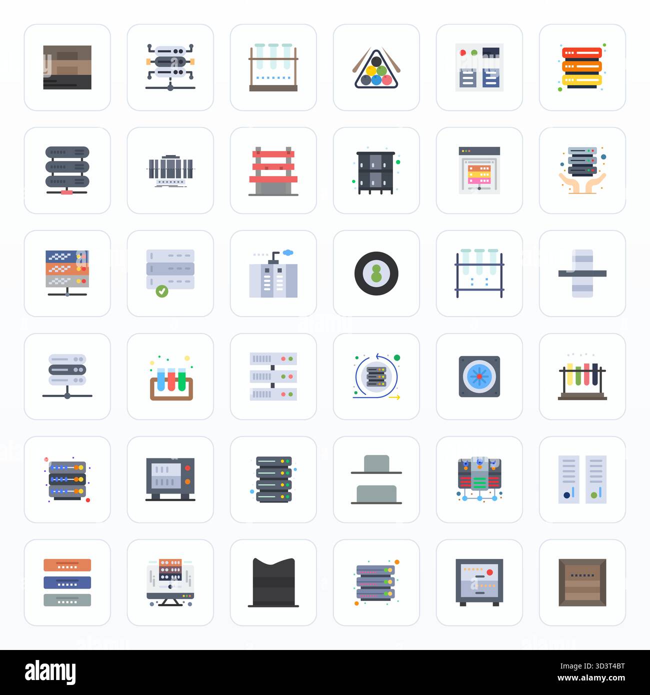 Découvrez un ensemble de 36 icônes vectorielles plates conçues pour le thème Rack, avec des designs modifiables Retina Ready idéales pour les projets UI / UX modernes. Illustration de Vecteur