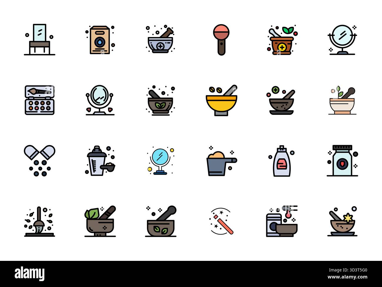 Améliorez vos projets avec 24 icônes vectorielles remplies de ligne sur le thème de la poudre, avec une résolution ajustée de grille 64x64 idéale pour d propre et professionnel Illustration de Vecteur