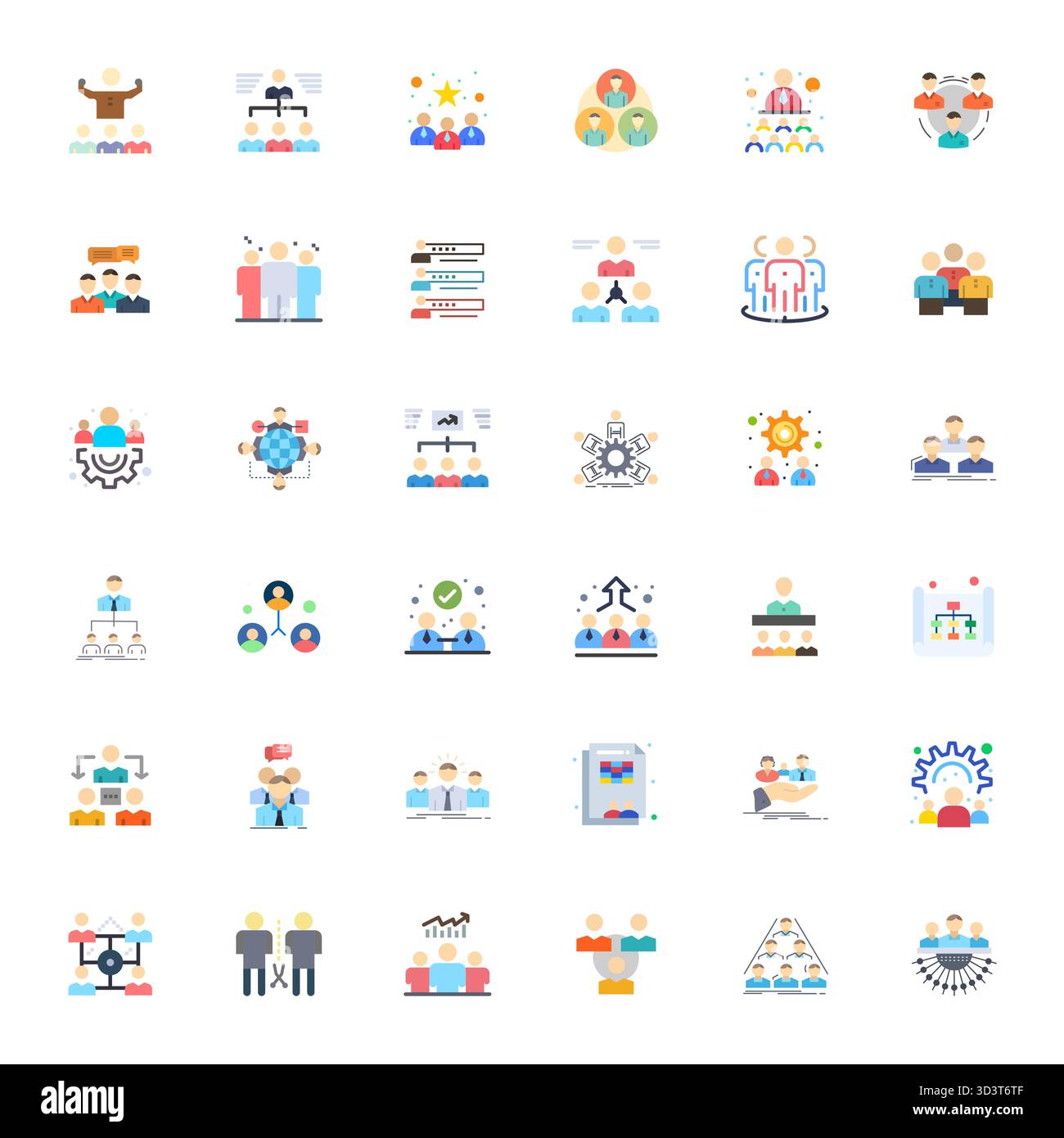 Collection de 36 icônes vectorielles parfaites de PIXEL plat pour les employés, conçues en format 256x256 pour la clarté et la polyvalence. Illustration de Vecteur