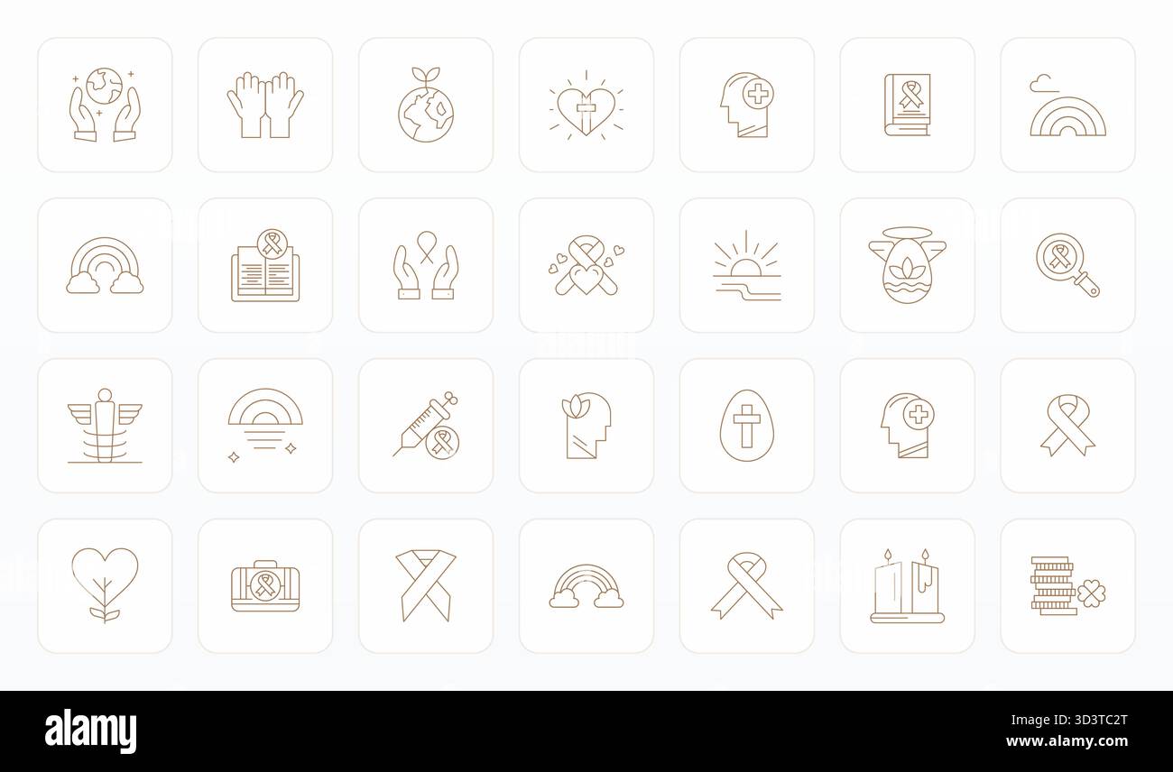 Pack leader de l'industrie de 28 icônes vectorielles modifiables Thin Line pour Hope, dimensionnées à 256x256 pour un rendu optimal et l'excellence de l'interface utilisateur. Illustration de Vecteur