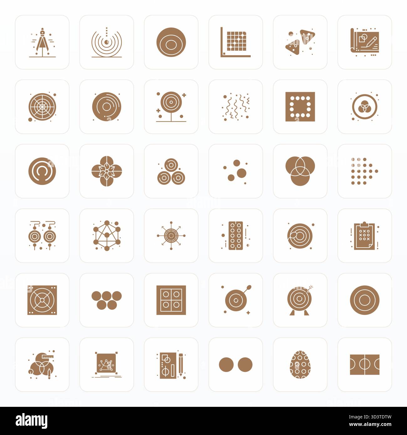 Transformez vos conceptions avec 36 icônes vectorielles de glyphe sur le thème des cercles, conçues en résolution optimisée 256x256 pixels pour un maximum de clarté. Illustration de Vecteur