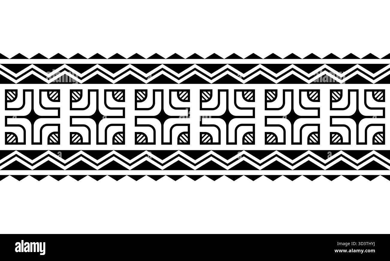 Bracelet tatouage maori polynésien. Vecteur de modèle sans couture de manche tribal. Illustration de Vecteur
