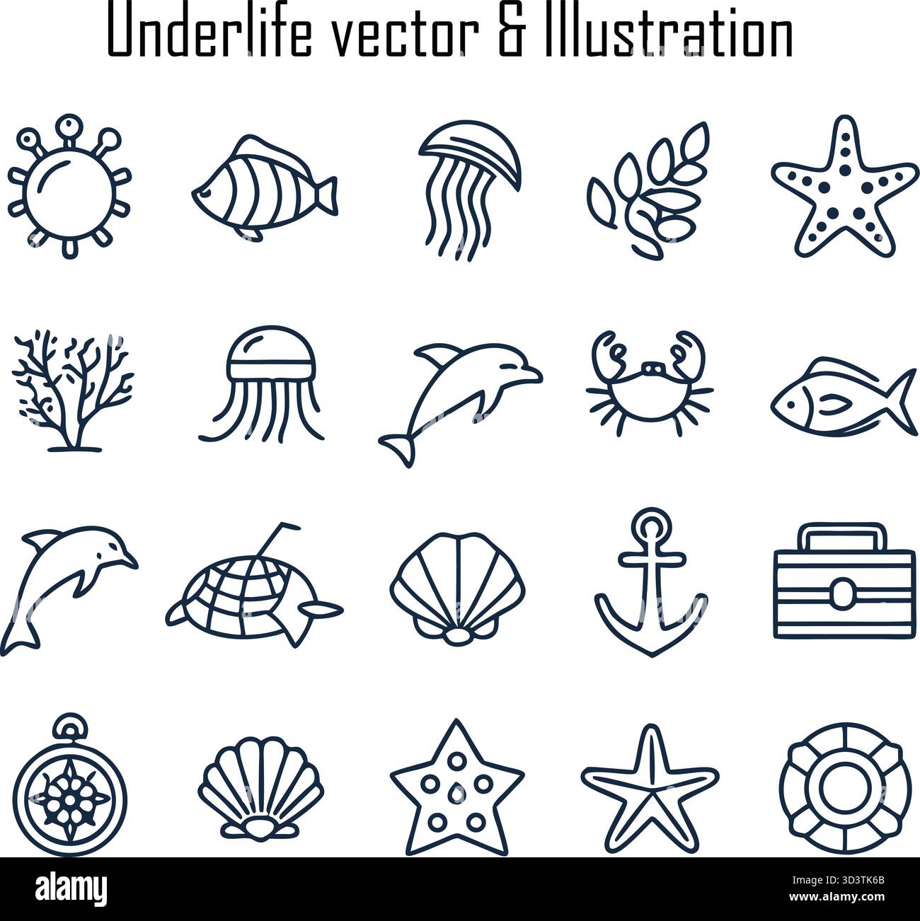 Sea Underlife – écosystème marin dynamique avec poissons, coraux et profondeurs océaniques Illustration de Vecteur