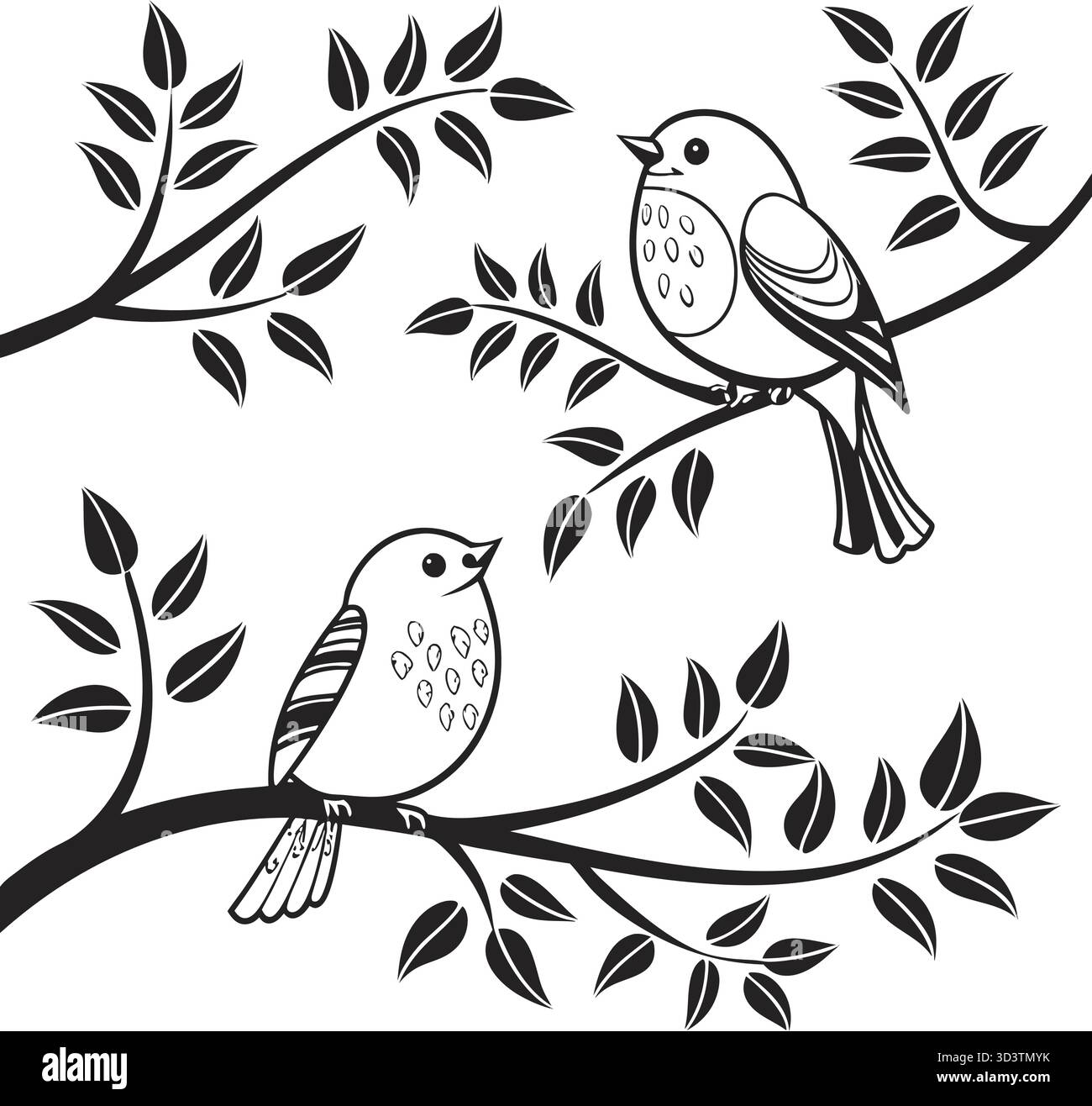 Belle illustration d'oiseaux dans le style coloré Illustration de Vecteur