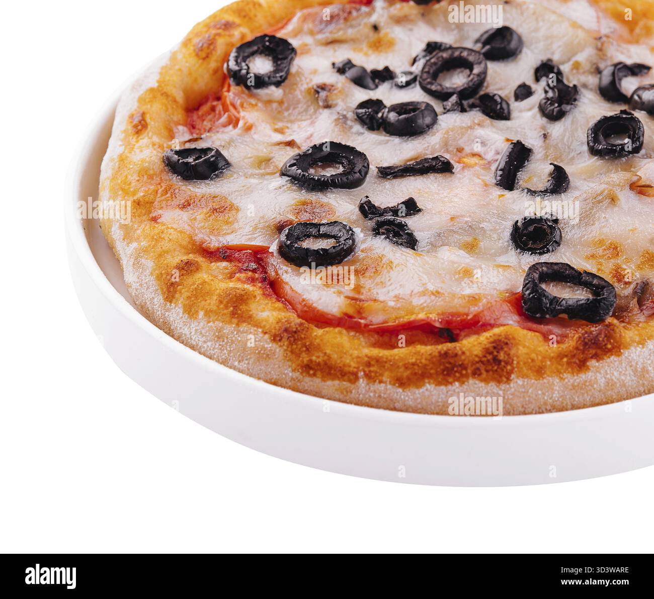 Nourriture, Mini pizza avec olives et fromage sur l'assiette Banque D'Images