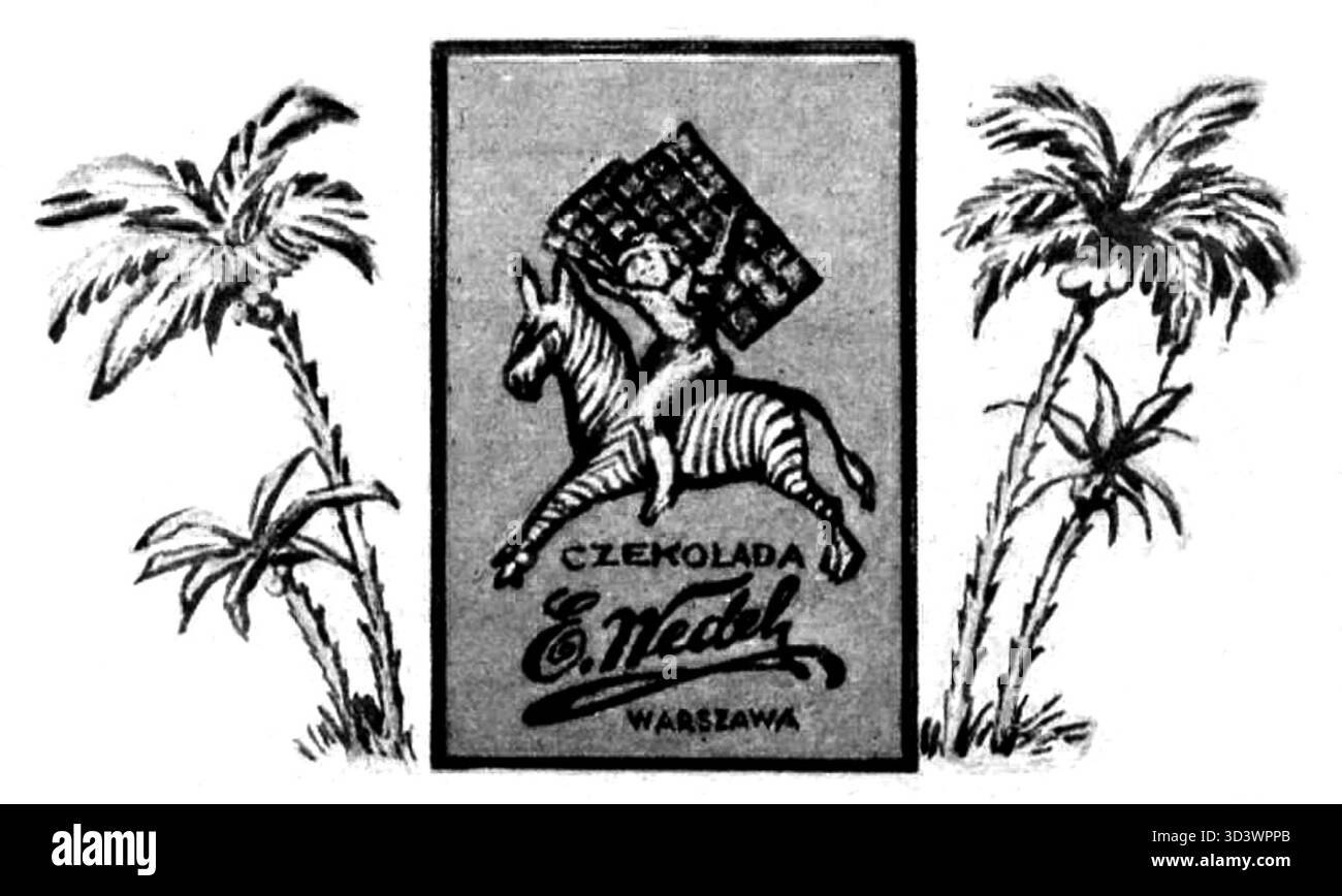 Ceci est une autre page du livre de cuisine polonais des années 1930 'Wedlowska Czekolada : 33 Sprawdzione Przepisy', présentant des recettes de chocolat plus traditionnelles. Le livre comprend diverses méthodes pour préparer des friandises au chocolat dans la tradition culinaire polonaise. Banque D'Images