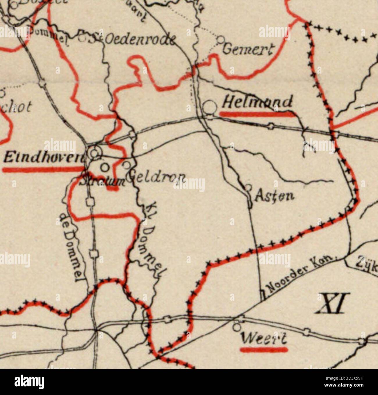 Une carte détaillant la circonscription électorale de Helmond pour les élections législatives néerlandaises de 1888. Il montre le rôle de la région dans l’élection des représentants à la Tweede Kamer, la chambre basse du parlement néerlandais. Banque D'Images