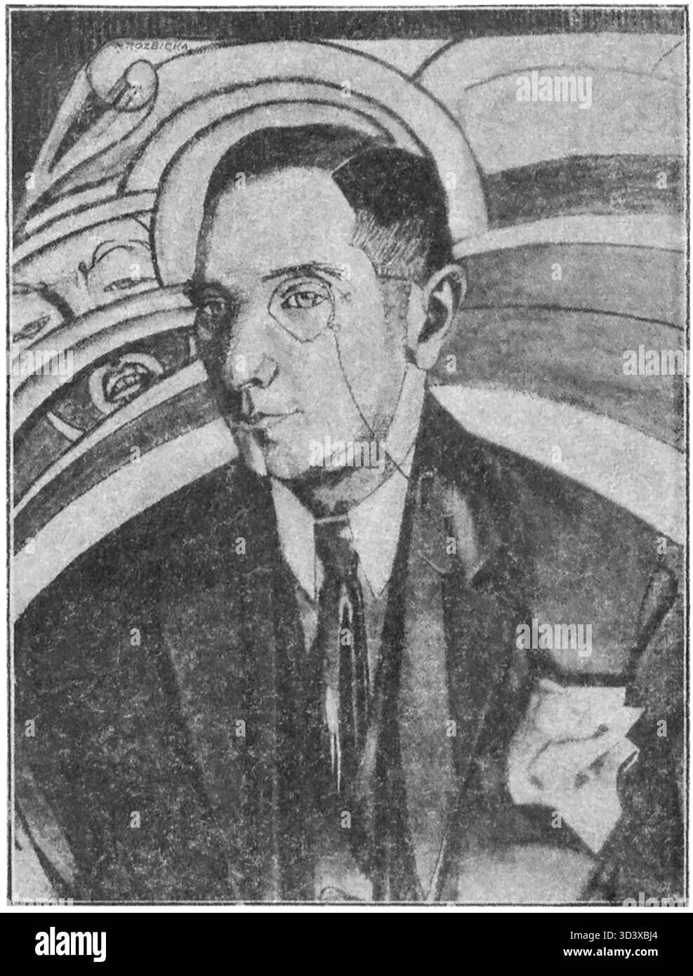 Portrait de Stanislaw Antoni Wotowski tiré du livre *Mio a kamstwo* (suicide), pris en 1927. L'image capture l'essence tragique de Wotowski, une figure liée à l'histoire littéraire polonaise. Banque D'Images