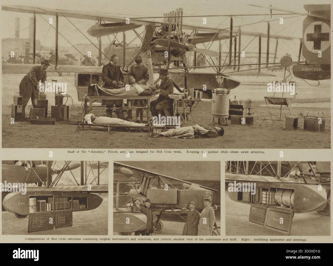 Le voisin Aerochir, une invention française, était un avion ambulancier de la Croix-Rouge développé pendant la première Guerre mondiale. L'avion a été conçu pour transporter des soldats blessés du champ de bataille. Banque D'Images