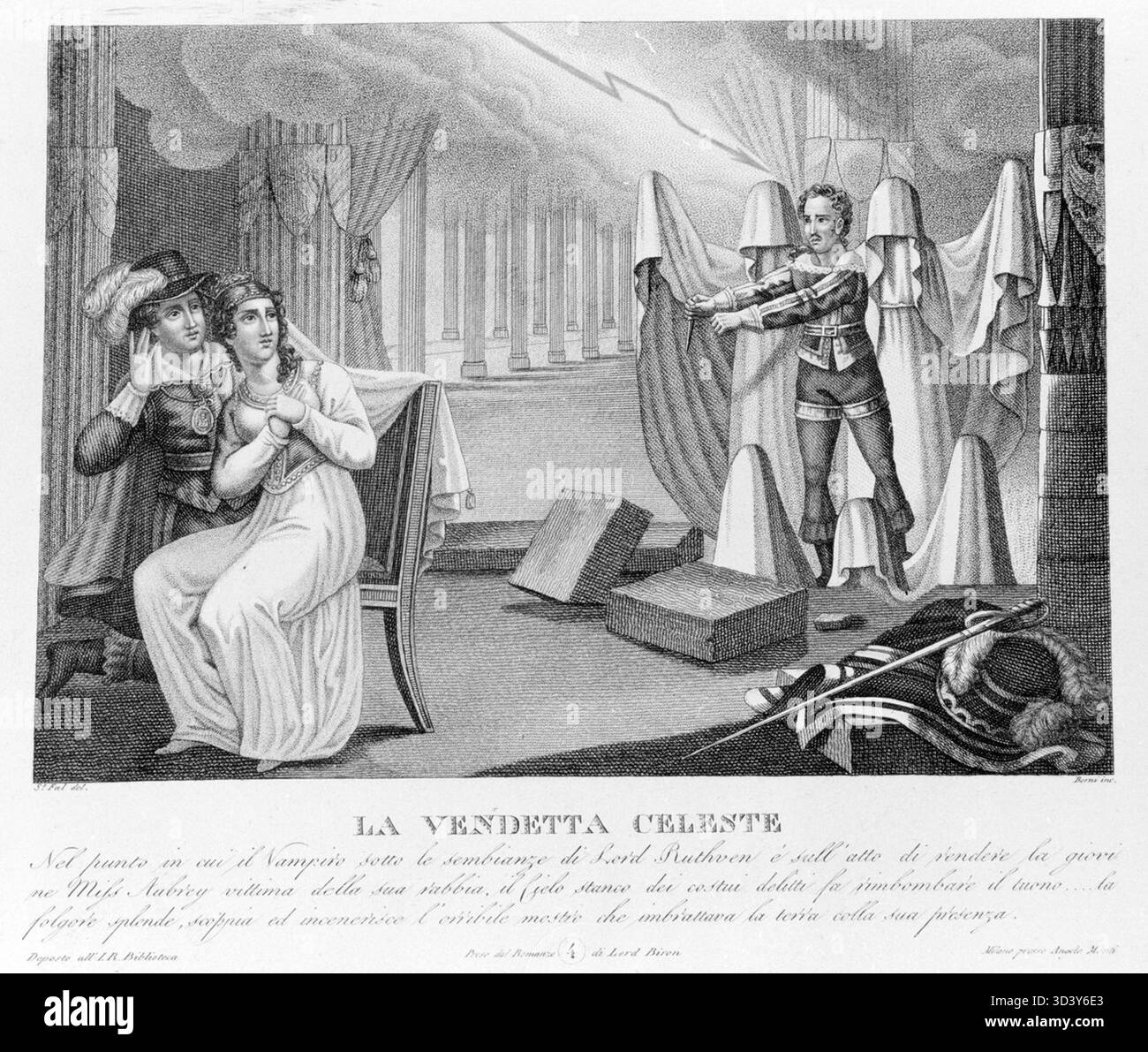 Histoire anglaise du XIXe siècle The Vampyre de John William Polidori, mettant en vedette l'épisode intitulé The Heavenly Revenge. Banque D'Images