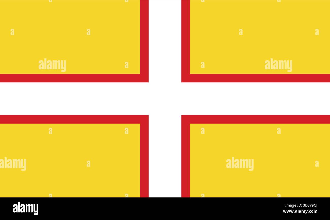 Drapeau du Dorset – drapeau jaune et rouge du comté avec Croix blanche, bannière officielle 2008 représentant l'identité, le patrimoine, la culture et le sud-ouest de Dorset Eng Illustration de Vecteur